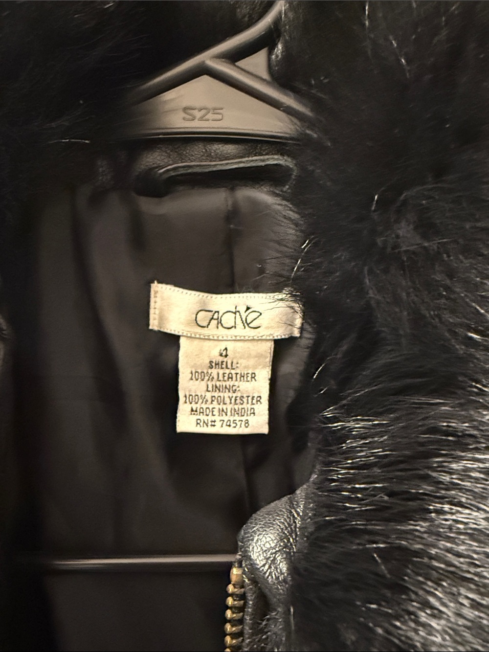 RARE Vintage CACHÉ Studded Leather Cowhide Fur Jacket Y2K Archival Mob Wife - Picture 2 of 14